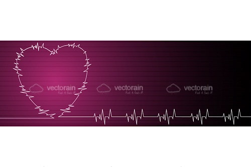 Pink Heart with Cardiogram on Pink to Black Hued Background